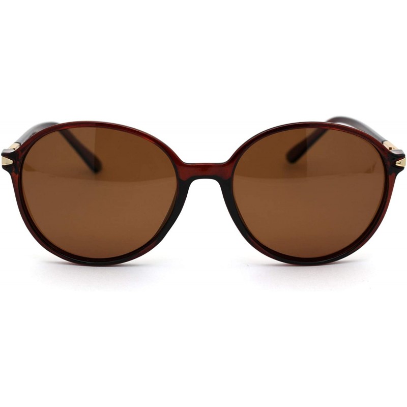 Butterfly Polarized Womens Designer Style Plastic Round Butterfly Sunglasses - Brown Solid Brown - CI18Y6O2YQ0 $14.62