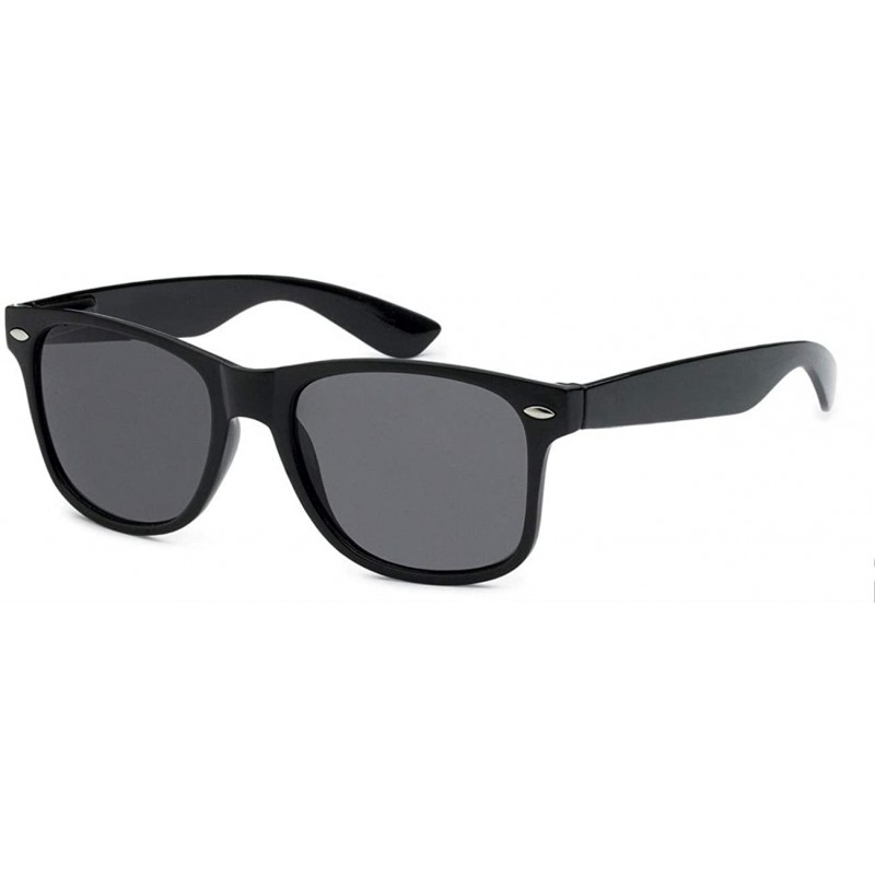 Rectangular Classic 80's Vintage Style Sunglasses Polarized or Standard Lens - Black Classic- Smoke - C318KEI08IG $10.77