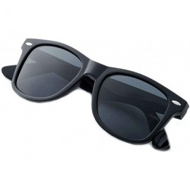 Rectangular Classic 80's Vintage Style Sunglasses Polarized or Standard Lens - Black Classic- Smoke - C318KEI08IG $10.77