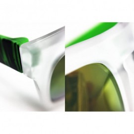 Aviator 531 Retro Matte Clear Horned Rim Flash Revo Mirror Sunglasses - Matte Clear - CJ182AML2KX $14.35