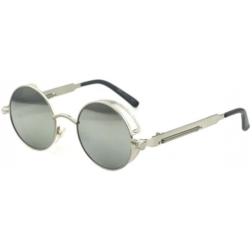 Goggle Steampunk Retro Round Frame Screws Spring Legs Inventor Sunglasses - CX11N7TOOAT $17.41