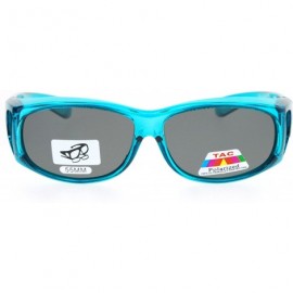 Rectangular Polarized 55mm Rectangular Fit Over Plastic Sunglasses - Teal - CS12NA7ZHQ9 $13.96