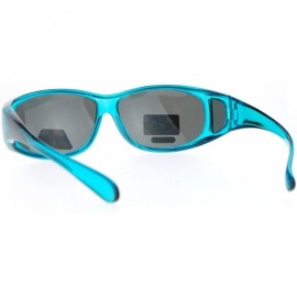 Rectangular Polarized 55mm Rectangular Fit Over Plastic Sunglasses - Teal - CS12NA7ZHQ9 $13.96