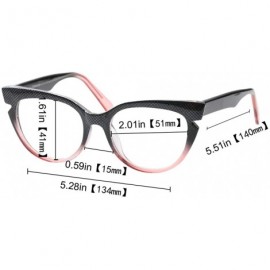 Round Womens Hit Color Grid Pattern Cat Eye Reading Glass Eyeglass Frame - 2 Pairs / Black + Red - CC18IHUXUZI $19.98