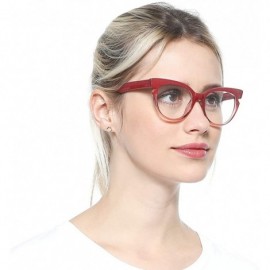 Round Womens Hit Color Grid Pattern Cat Eye Reading Glass Eyeglass Frame - 2 Pairs / Black + Red - CC18IHUXUZI $19.98