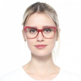 Round Womens Hit Color Grid Pattern Cat Eye Reading Glass Eyeglass Frame - 2 Pairs / Black + Red - CC18IHUXUZI $19.98