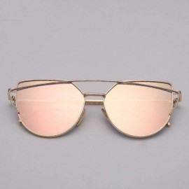 Oversized Cat Eye Sunglasses Women Vintage Metal Reflective Glasses Mirror Retro - Black-t - CK198ZODLHH $24.88