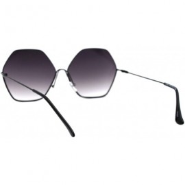 Oversized Womens Hexagon Shape Sunglasses Thin Metal Frame Oversized Fashion UV 400 - Black (Smoke) - CM196CC2C3E $10.43