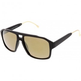 Square Sporty Flat Top Keyhole Nose Bridge Square Mirrored Aviator Sunglasses 55mm - Matte Black / Gold Mirror - CM187RKMCZS ...