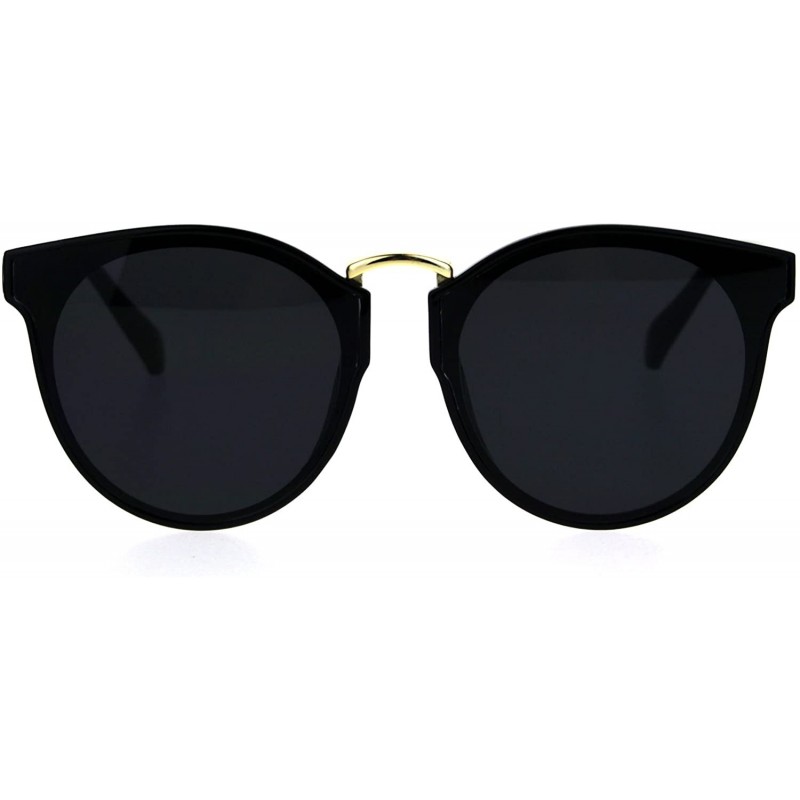 Rectangular Hipster Plastic Horned Rim Mens Metal Bridge Sunglasses - All Black - CV1868683IR $10.26