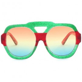 Wrap Fashion Neutral Round Big Frame Double Color Shades Sunglasses Integrated UV Glasses - A - CD18TQY79DU $8.47