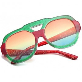 Wrap Fashion Neutral Round Big Frame Double Color Shades Sunglasses Integrated UV Glasses - A - CD18TQY79DU $8.47