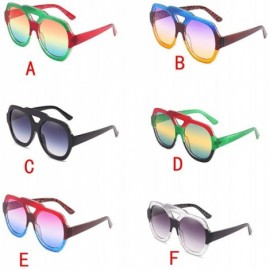 Wrap Fashion Neutral Round Big Frame Double Color Shades Sunglasses Integrated UV Glasses - A - CD18TQY79DU $8.47