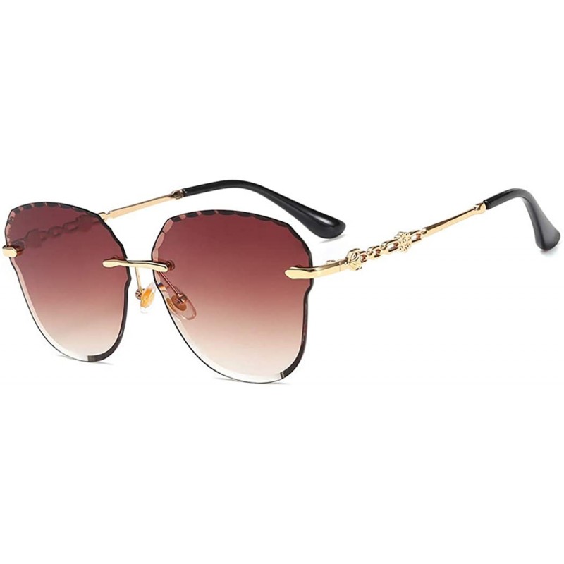 Aviator Women's fashion sunglasses - frameless fashion sunglasses ladies fox head multicolor sunglasses - E - C518RNU4LUQ $41.38