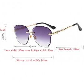 Aviator Women's fashion sunglasses - frameless fashion sunglasses ladies fox head multicolor sunglasses - E - C518RNU4LUQ $41.38