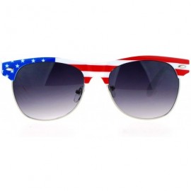 Wayfarer Mirror Lens Patriotic USA Flag Print Half Rim Sunglasses - Solid Smoke - CP12HVJR48F $7.75