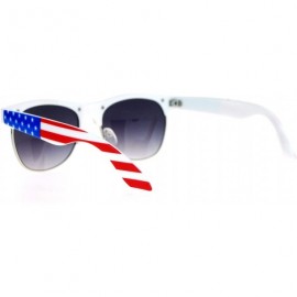 Wayfarer Mirror Lens Patriotic USA Flag Print Half Rim Sunglasses - Solid Smoke - CP12HVJR48F $7.75