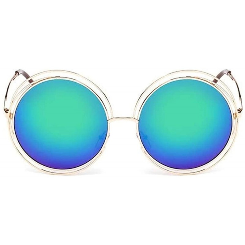 Round The Classic Retro over Oversized Round Circle Stainless Steel Frame Mirror Sunglasses for Women Ladies - CQ193Q53GUS $3...