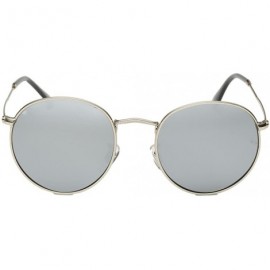 Oversized Lennon Vintage Metal Frame Round Circle Sunglasses Mirrored Polarized Lens - Silver/Silver - C912IELCPA5 $22.84