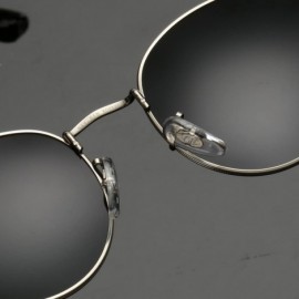 Oversized Lennon Vintage Metal Frame Round Circle Sunglasses Mirrored Polarized Lens - Silver/Silver - C912IELCPA5 $22.84