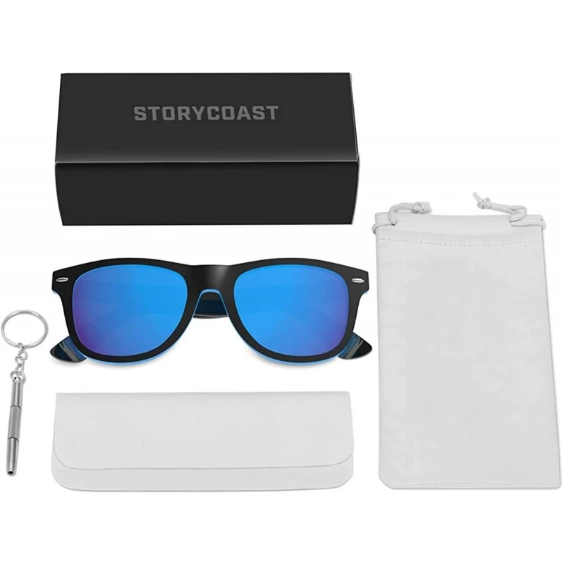 Mirrored Polarized Sunglasses Reflective Sun Glasses for Men Women with UV  Protection - Black Frame Blue Lens - CB18Y9NZSH8