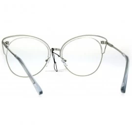 Cat Eye Womens Large Cat Eye Half Rim Clear Lens Fashion Glasses - Clear Silver - CO183R4SMYZ $11.52