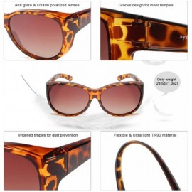 Oversized Fitover Sunglasses for Women Polarized UV Protection SJ2108 - C3 Yellow Tortoise Frame/Gradient Brown Lens - CM194A...