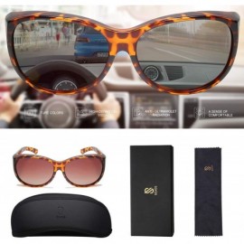 Oversized Fitover Sunglasses for Women Polarized UV Protection SJ2108 - C3 Yellow Tortoise Frame/Gradient Brown Lens - CM194A...