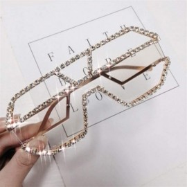 Oversized Trendy Oversized Lens Rhinestone Sunglasses for Women One Piece Bling Frame UV Protection - 9 - CK190OK7U5K $15.10