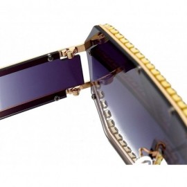 Oversized Trendy Oversized Lens Rhinestone Sunglasses for Women One Piece Bling Frame UV Protection - 9 - CK190OK7U5K $15.10