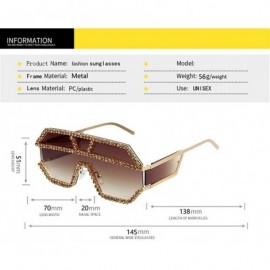 Oversized Trendy Oversized Lens Rhinestone Sunglasses for Women One Piece Bling Frame UV Protection - 9 - CK190OK7U5K $15.10