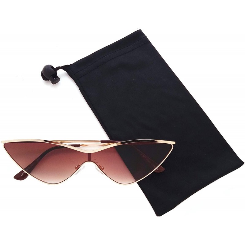 Cat Eye Women Cat Eye Flat Lens Metal Sunglasses P2461 - Gold Gradient Brown - C318QNM6ERX $8.49