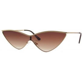 Cat Eye Women Cat Eye Flat Lens Metal Sunglasses P2461 - Gold Gradient Brown - C318QNM6ERX $8.49