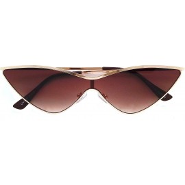 Cat Eye Women Cat Eye Flat Lens Metal Sunglasses P2461 - Gold Gradient Brown - C318QNM6ERX $8.49