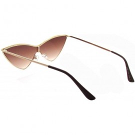 Cat Eye Women Cat Eye Flat Lens Metal Sunglasses P2461 - Gold Gradient Brown - C318QNM6ERX $8.49