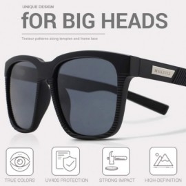 Oversized Polarized Sunglasses for Men Larger Sized Square Frame for Big Heads 8023 - 2 Pack(black+blue) - C9192EWCKES $21.52