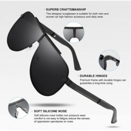 Round Polarized Aviator Sunglasses for Men Uv Protection - Round Sunglasses - Oversized Sunglasses - Oversized Black - CT18CL...