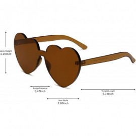 Round Fashion Rimless One Piece Clear Lens Color Candy Sunglasses - Amber - C4183LHAM57 $8.72