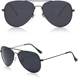 Round Classic Aviator Polarized Sunglasses Mirrored UV400 Lens SJ1054 - C1 Black Frame/Grey Lens - C917YDHKYA8 $15.90