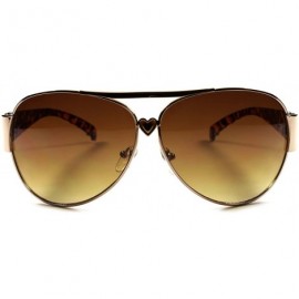 Oversized Designer Stylish Heart Shapes Temple Womens Classic Sunglasses - Brown / Gold - CH18ECE3CSX $12.24