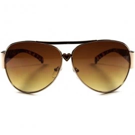 Oversized Designer Stylish Heart Shapes Temple Womens Classic Sunglasses - Brown / Gold - CH18ECE3CSX $12.24