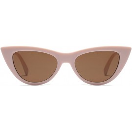 Oval Women Small sunglasse Retro Vintage Cat Eye Eyewear Goggles Resin Frame - Khaki - C218DWCRTAL $7.31