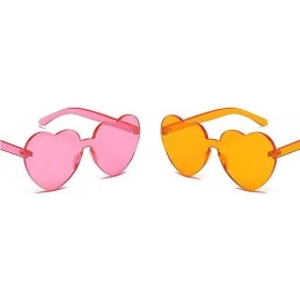 Oversized 1-2 Pcs One Piece Round Heart Rimless Sunglasses Transparent Oversized Eyewear - CY18HDZDZUL $9.06