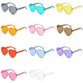 Oversized 1-2 Pcs One Piece Round Heart Rimless Sunglasses Transparent Oversized Eyewear - CY18HDZDZUL $9.06