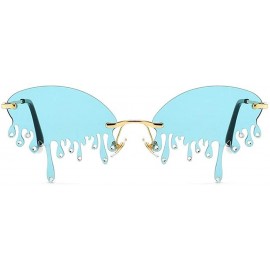 Rimless Rimless Retro Batman Vintage Fashion Style Sunglasses Steampunk Eyewear - Crystal Light Blue Drop - CX199XQ7S6O $13.71