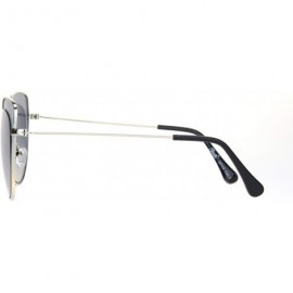 Oversized Womens Metal Rim Luxury Chic Oversize Cat Eye Sunglasses - Silver Grey Mirror - CB18N8TU6OH $12.26