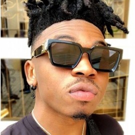 Rectangular Retro Millionaire Sunglasses Square Metal punk Rock Hip hop Sunglasses men women - 2 - CB194AT4MKM $14.73