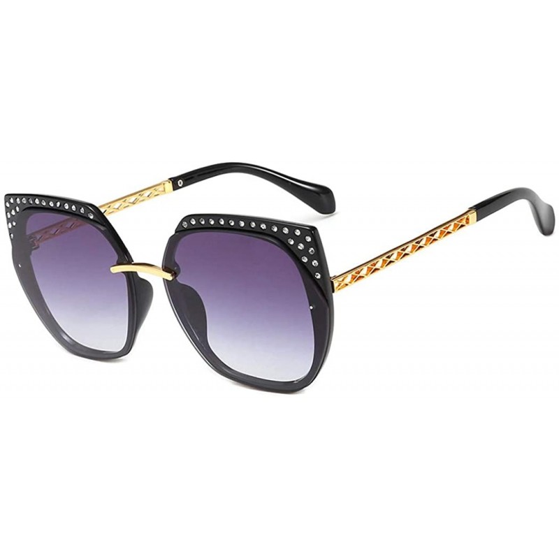 Aviator Fashion large framed diamond sunglasses - ladies UV protection aviator sunglasses - A - C418RORQU43 $49.37