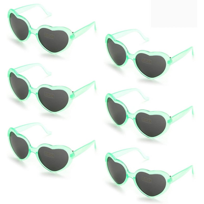 Rimless 6 Neon Colors Heart Shape Party Favors Sunglasses - Multi Packs - 6-pack Clear Green - C118GSZRYD0 $15.07