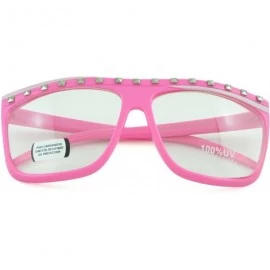 Square Men and Women's Trendy Fashion Sunglasses with 100% UV Protection - Pink-clear - C012DFI7QH5 $7.77